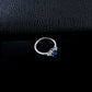 S925 Silver Oval Lab Sapphire Triangle Stone Ring, Ring Birthday Gift - Photo 4