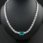 925 Sterling Silver Paraiba Colour Tsavorite Necklace, Lab Gemstone Anniversary - Photo 2