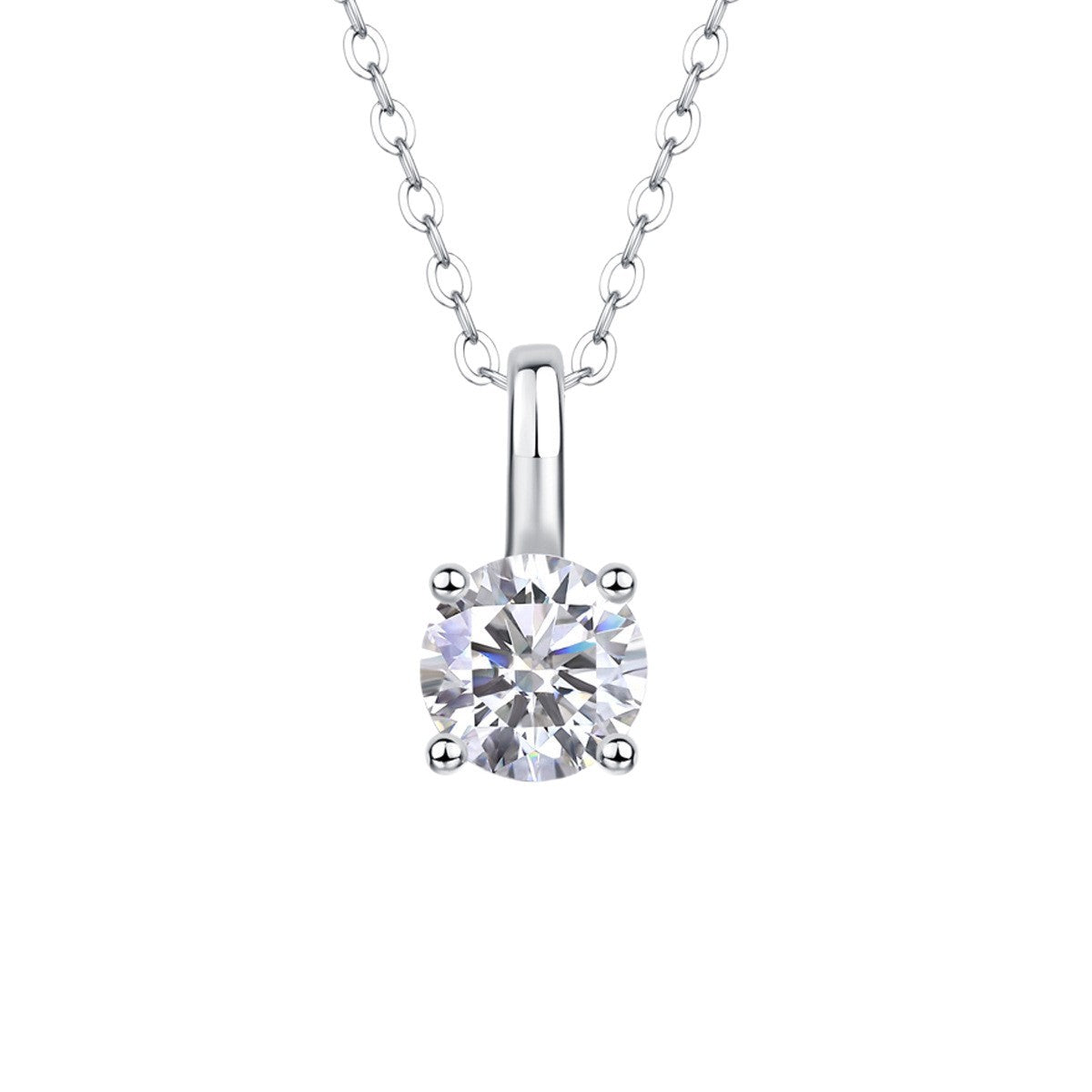 S925 Sterling Silver Lab Diamond Solitaire Four-Prong Bull-Head Choker Necklace, Versatile for Women - Photo 5