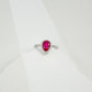 S925 Sterling Silver Lab Ruby Teardrop Pave Pear Ring, for Women - Photo 3