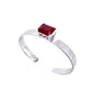 S925 Sterling Silver Lab Ruby Open Bangle for Women, Minimalist Gift - Photo 5