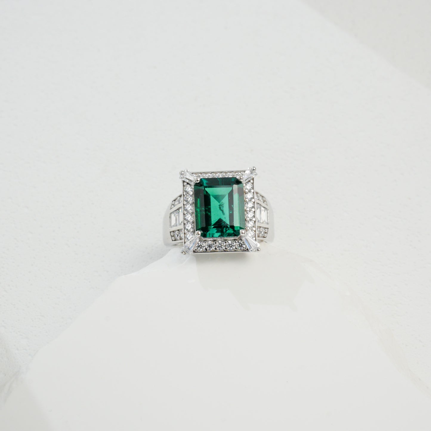 S925 Sterling Silver Lab Emerald Ring, Versatile Ring - Photo 2