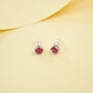 S925 Silver Lab Ruby Vintage coloured Gemstone Earrings, Premium - Photo 3
