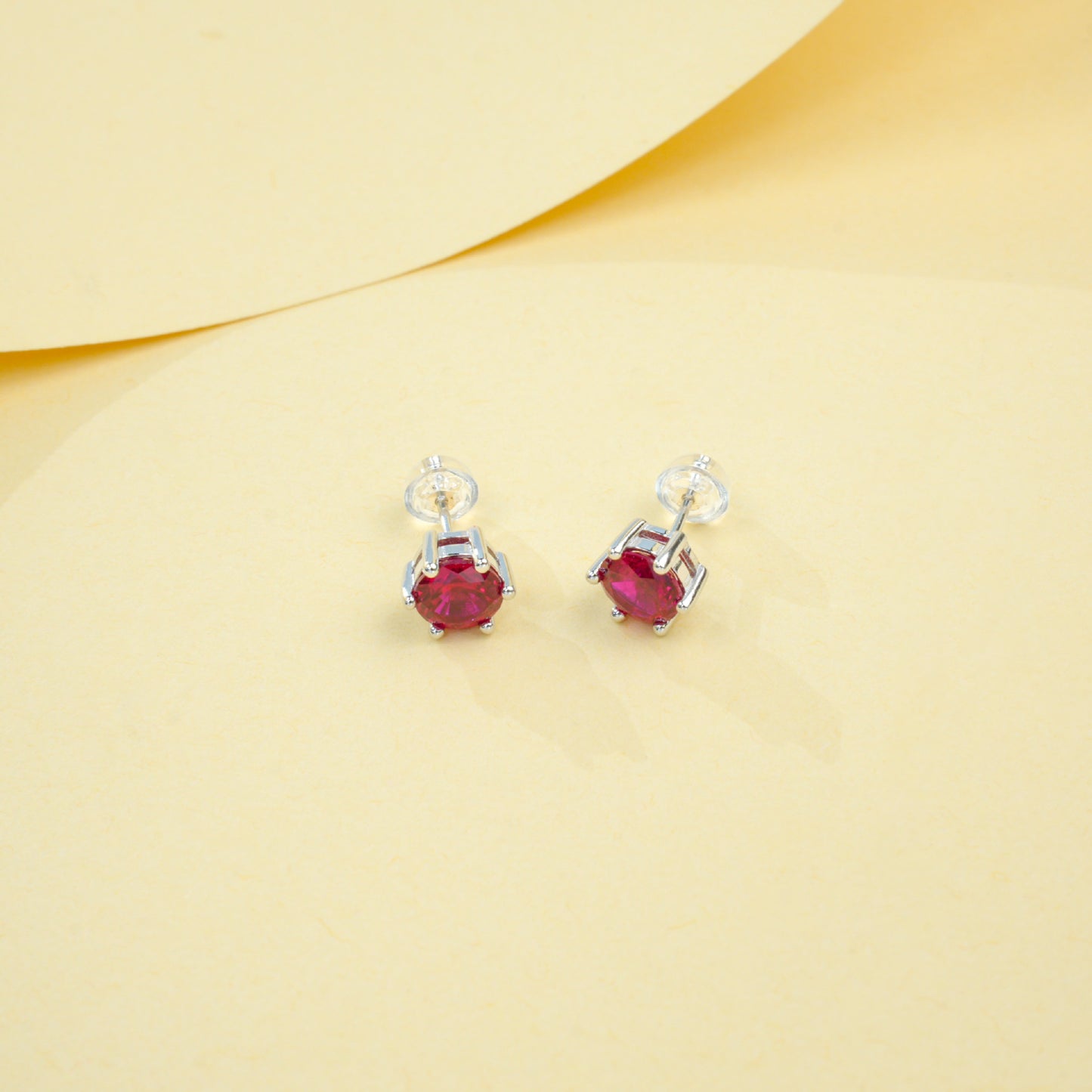 S925 Silver Lab Ruby Vintage coloured Gemstone Earrings, Premium - Photo 3