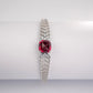 S925 Sterling Silver Lab Ruby Sugar-Loaf Bangle for Women, Designer Premium - Photo 4