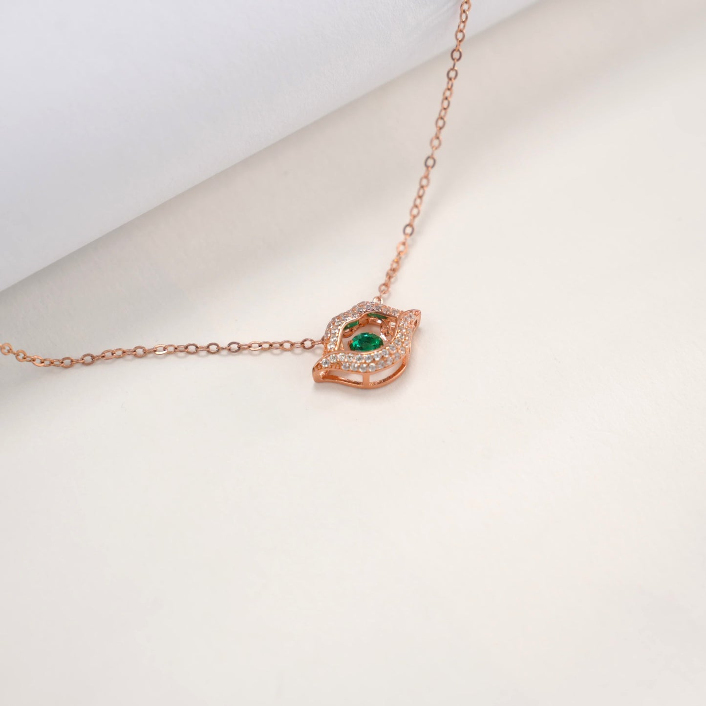 925 Sterling Silver Lab Emerald Flame-Lip Pendant Choker, Date Gift for Women - Photo 4