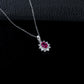 Classic Rose Red Ruby Diamond Silver Necklace, Vintage Premium Elegant - Photo 3