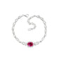 S925 Silver Oval Lab Ruby Bracelet, Full Diamond Halo - Photo 5