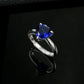 925 Sterling Silver Lab Gemstone Heart Three-Prong Ring, Minimalist Versatile Premium - Photo 2