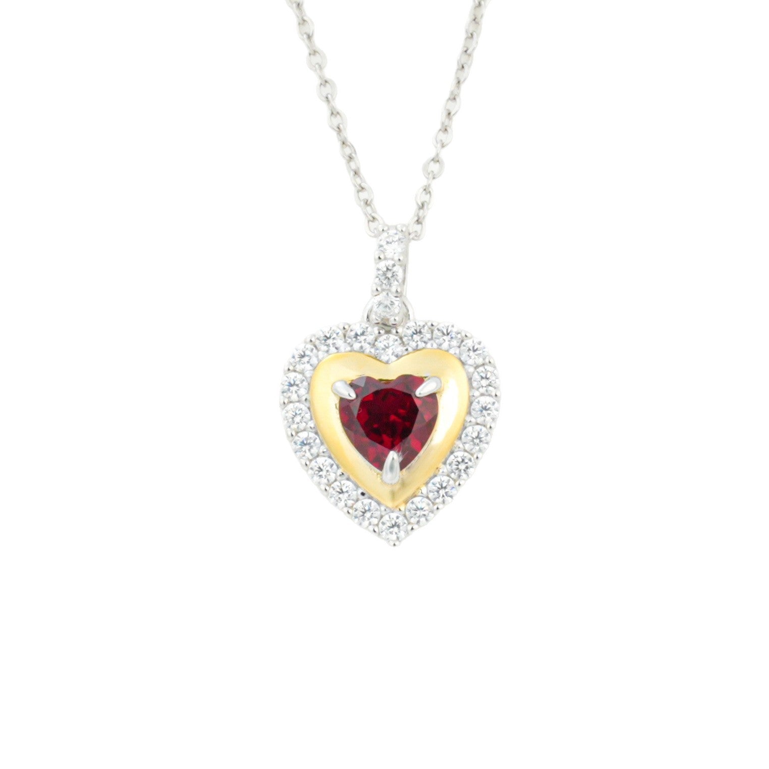 925 Sterling Silver Lab Ruby Heart Necklace, Premium Designer Versatile for Women - Photo 5