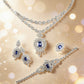 S925 Sterling Silver Royal Blue Lab Sapphire Vintage Pave Necklace Jewellery Set (3-Piece), Premium - Photo 2