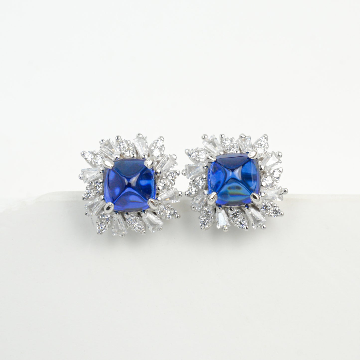 S925 Sterling Silver Lab Sapphire Earrings, Premium Elegant - Photo 2
