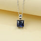 S925 Silver Square Lab Sapphire Simple Solitaire Versatile Women's Choker - Photo 2