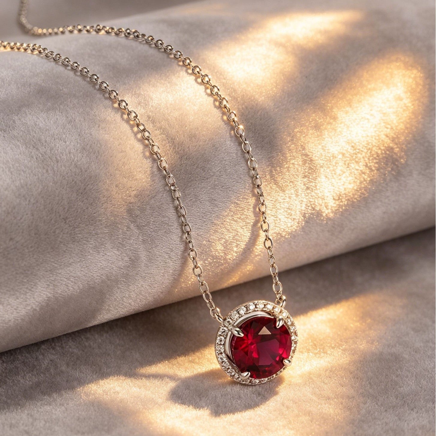 S925 Silver Necklace Pigeon Blood Ruby Pendant Diamond Chain, Premium Versatile - Photo 4