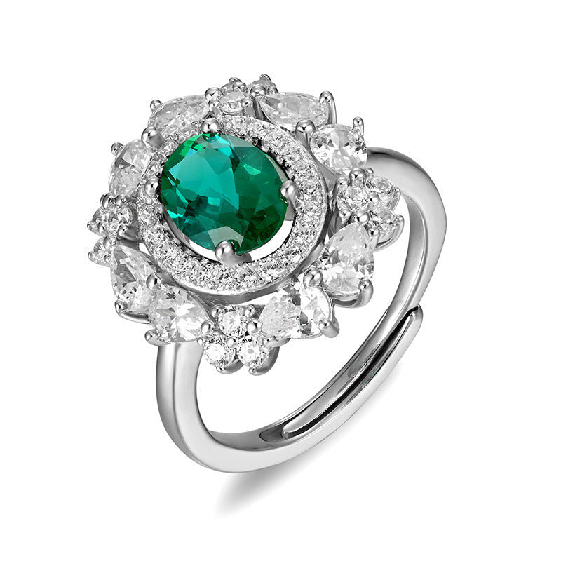 925 Sterling Silver Lab Emerald Ring for Women, Vintage Unique Premium - Photo 2
