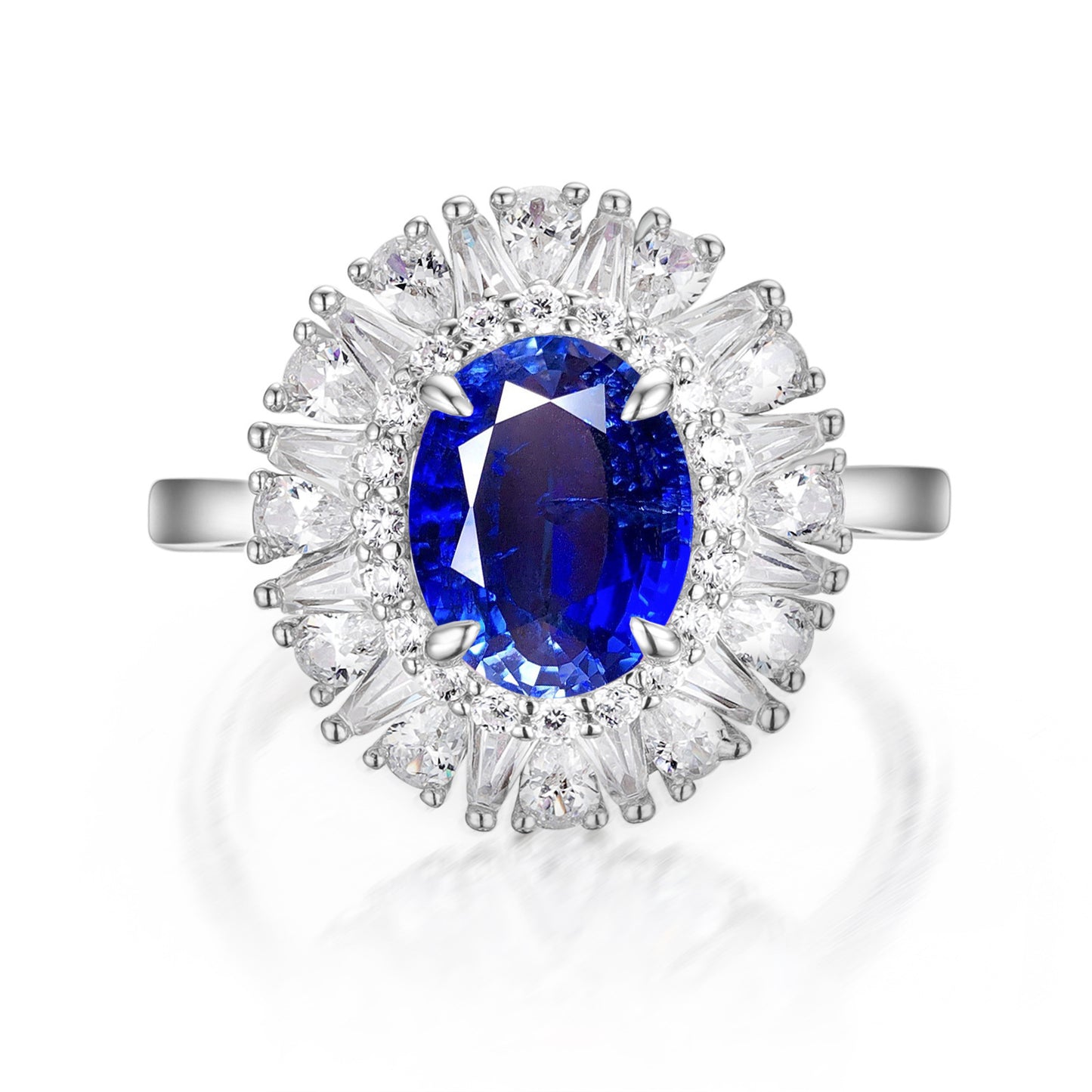 Sterling Silver Lab Sapphire Ring, Unique Versatile - Photo 2
