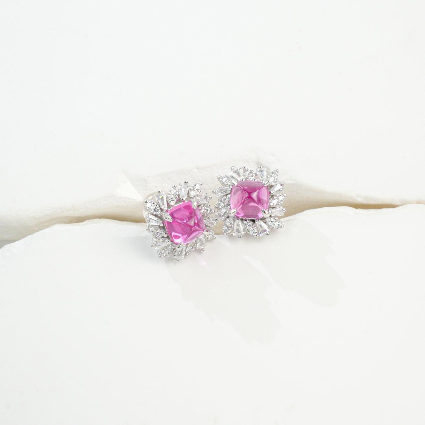 S925 Sterling Silver Lab Padparadscha Sunflower Earrings, Elegant for Women - Photo 6