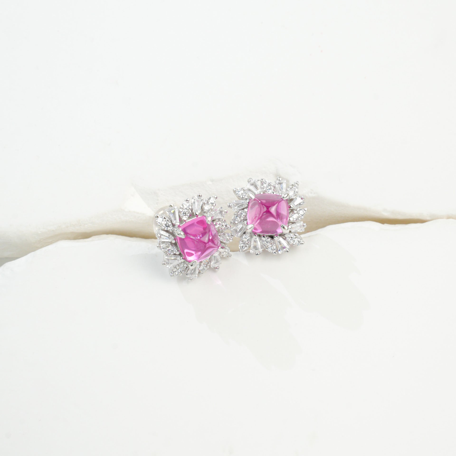 S925 Sterling Silver Lab Padparadscha Sunflower Earrings, Elegant for Women - Photo 6