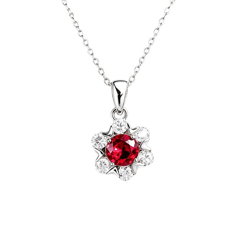 S925 Silver Petal Halo Necklace, Simple Round Stone - Photo 5