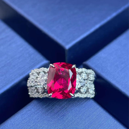 925 Silver Lab Ruby Stacking Ring for Women, Unique 2-in-1 Design - Photo 3