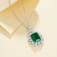 S925 Sterling Silver Lab coloured Gemstone Rectangle Necklace, Vintage Birthday Gift - Photo 4