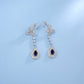 S925 Silver Teardrop Lab Sapphire Long Drop Halo Women's Earrings - Photo 4