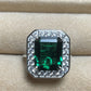 Lab Emerald 925 Silver Ring for Women, Luxurious Premium Vintage - Photo 3