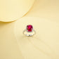 S925 Sterling Silver Large-Carat Lab Ruby Classic Halo Twist-Arm Ring, for Women - Photo 4
