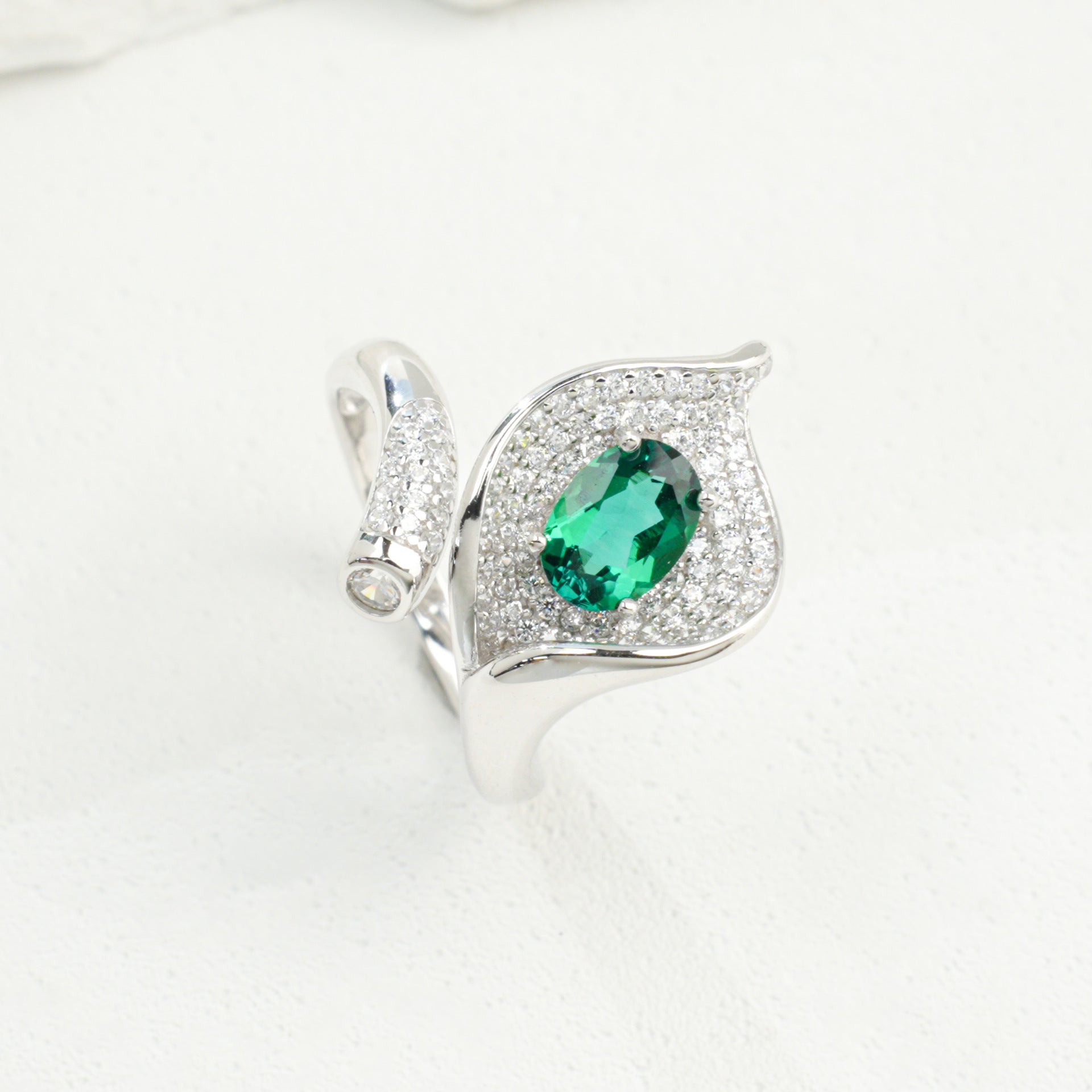 S925 Sterling Silver Lab Emerald Ring for Women, Versatile Vintage - Photo 5
