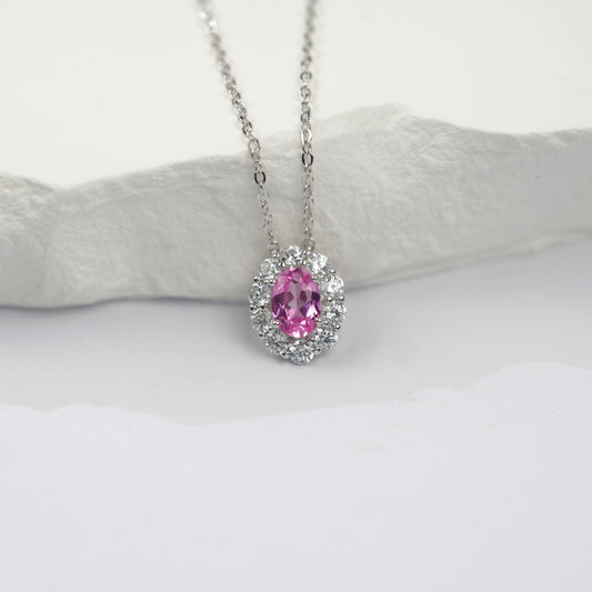 925 Sterling Silver Lab Padparadscha Sunflower Pendant Necklace, Minimalist - Photo 3