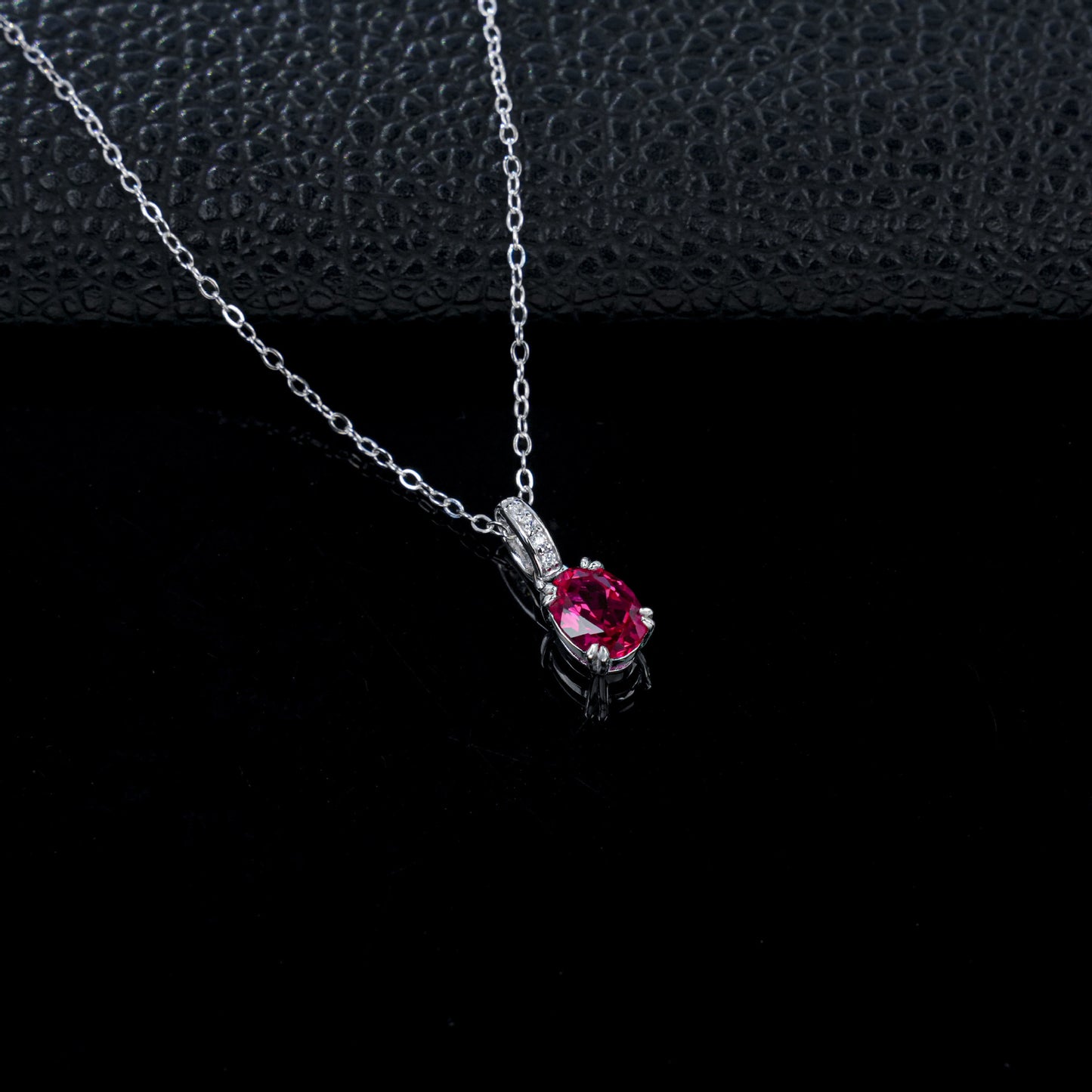 Simple Solitaire Ruby Silver Necklace, Small Versatile Jewellery - Photo 3