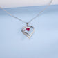 S925 Sterling Silver Lab Pigeon Blood Ruby Heart Pave Necklace, for Women - Photo 2