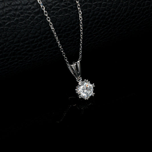 925 Sterling Silver Lab Diamond Six-Prong Choker Necklace, Premium Birthday Gift - Photo 2