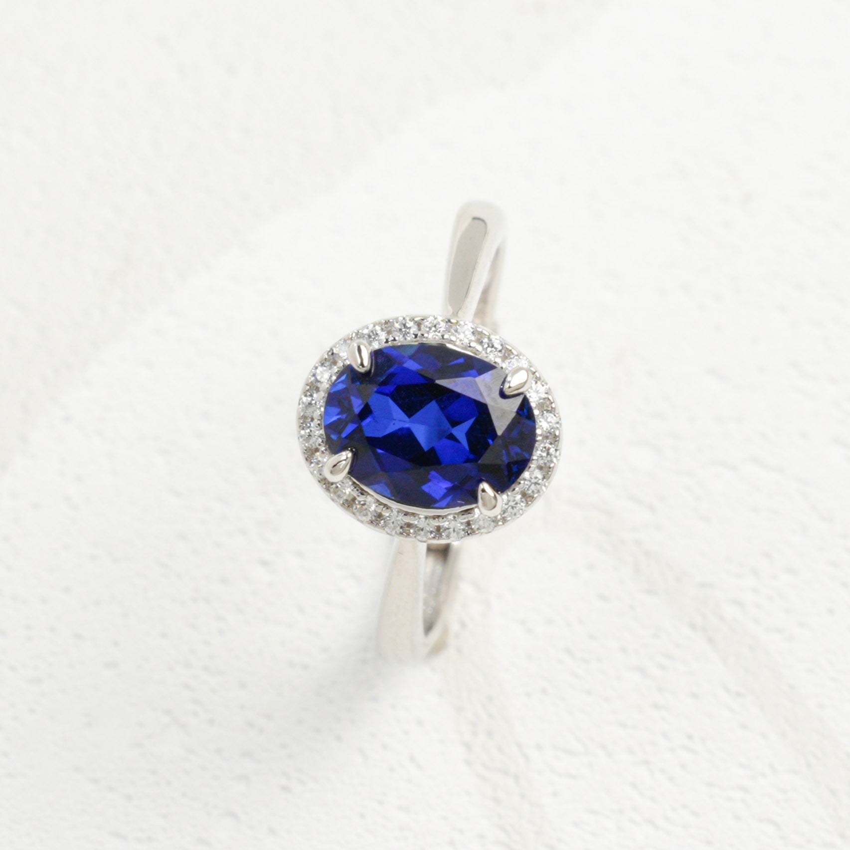 S925 Sterling Silver Lab Sapphire Ring, Premium Designer - Photo 2