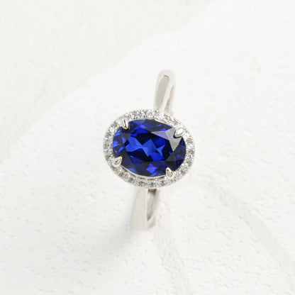 S925 Sterling Silver Lab Sapphire Ring, Premium Designer - Photo 2