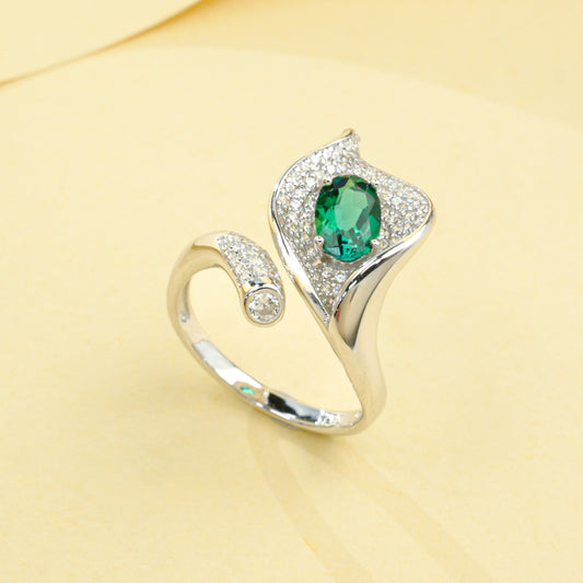 S925 Sterling Silver Lab Emerald Ring for Women, Versatile Vintage - Photo 2