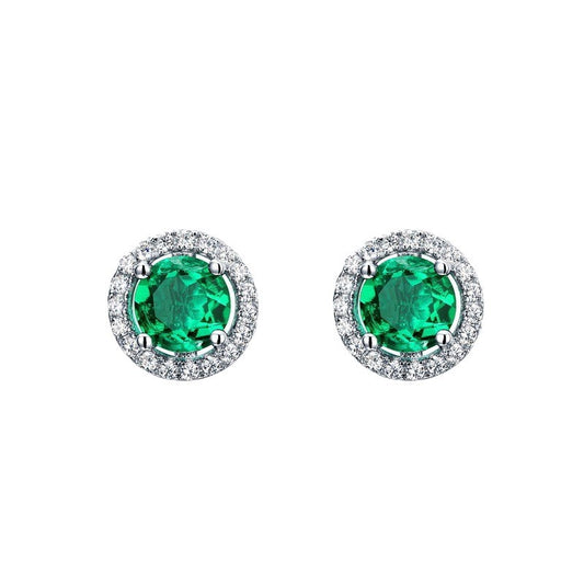 S925 Sterling Silver Lab Emerald Sunflower Pave Stud Earrings, Premium for Women - Photo 5