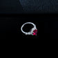 Teardrop Lab Ruby Ring 925 Silver Diamond Design, Premium Proposal Engagement - Photo 3