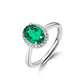 S925 Sterling Silver Lab Emerald Adjustable Ring, Premium Gift Stock - Photo 1
