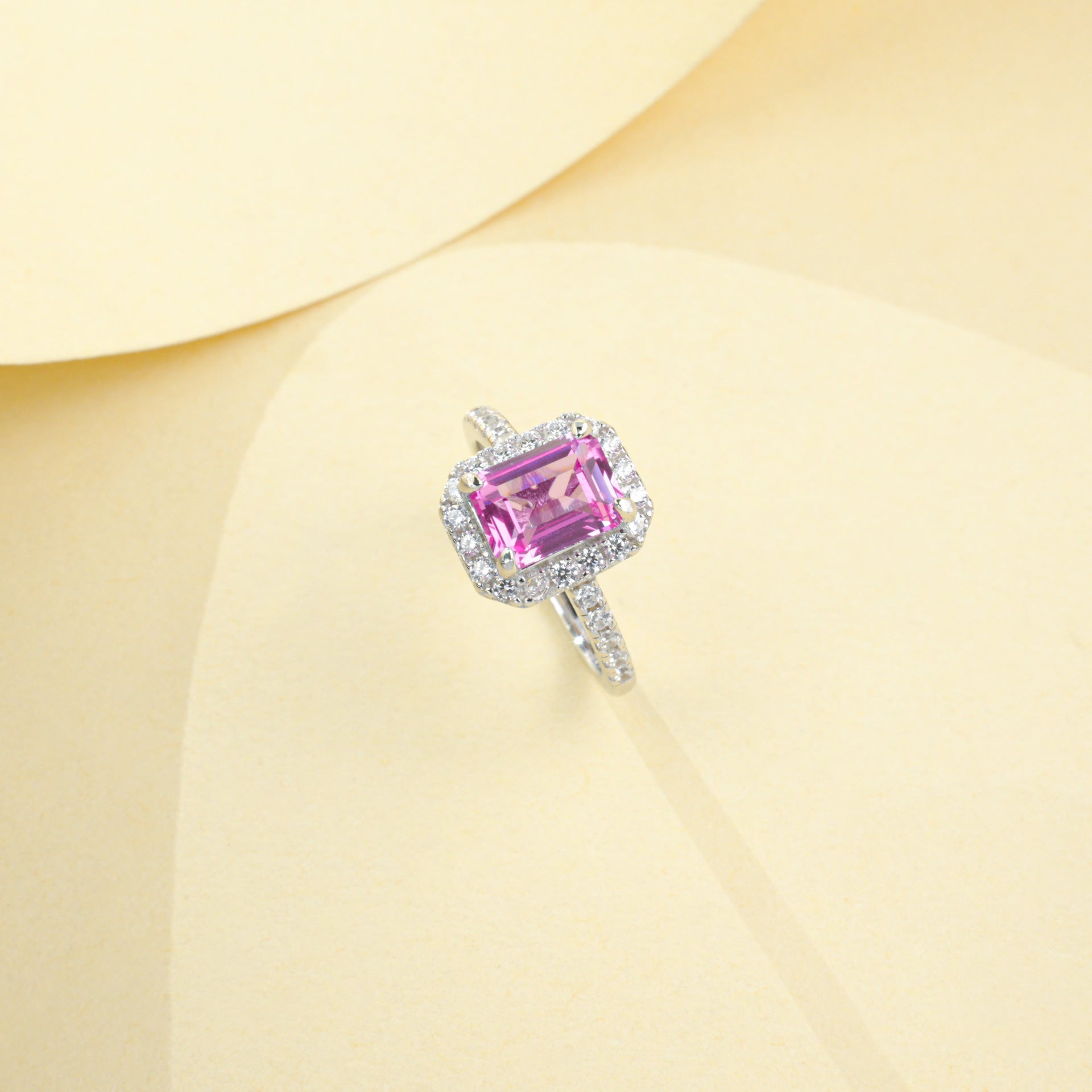 925 Sterling Silver Lab Padparadscha Ring, Designer Premium - Photo 2