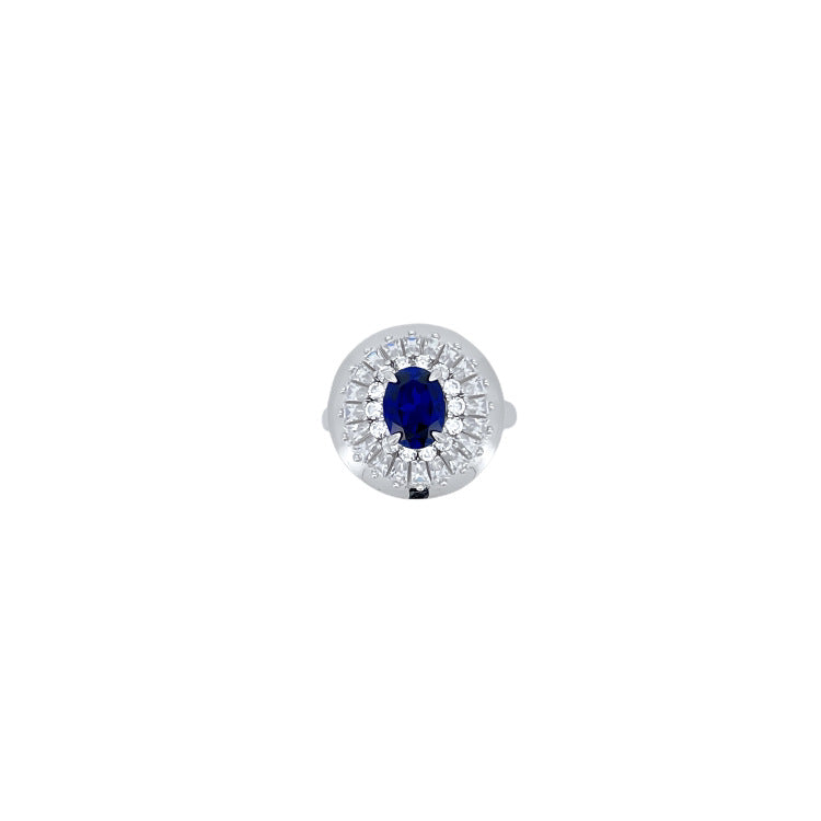 S925 Sterling Silver Lab Sapphire Ring, Sparkling Lab Gemstone - Photo 5