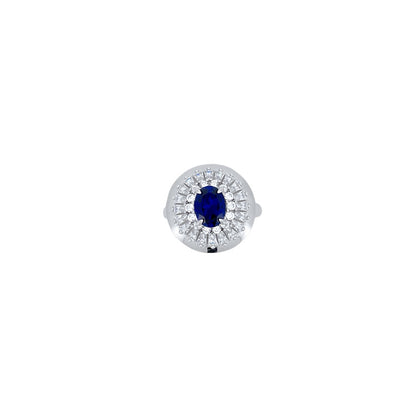 S925 Sterling Silver Lab Sapphire Ring, Sparkling Lab Gemstone - Photo 5