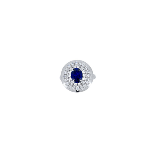 S925 Sterling Silver Lab Sapphire Ring, Sparkling Lab Gemstone - Photo 5