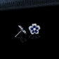 Lab Sapphire S925 Silver Flower Stud Earrings, Vintage Premium - Photo 2