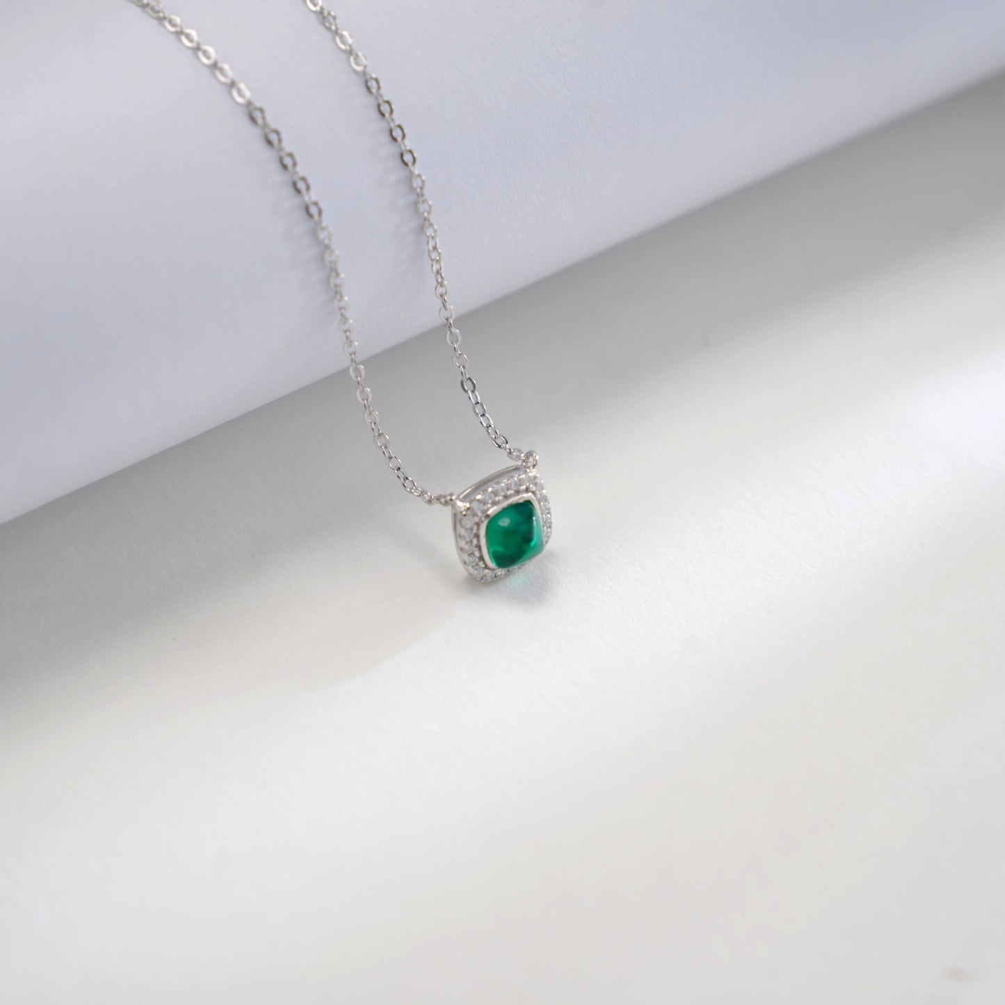 Lab Emerald Necklace S925 Silver Simple Versatile Gift - Photo 3