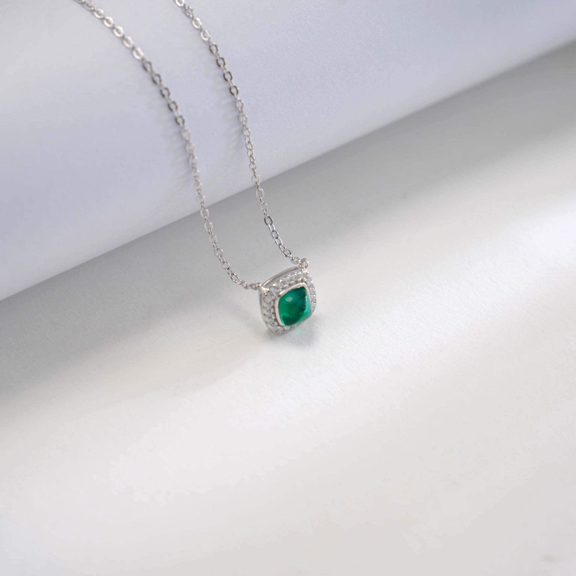 Lab Emerald Necklace S925 Silver Simple Versatile Gift - Photo 3