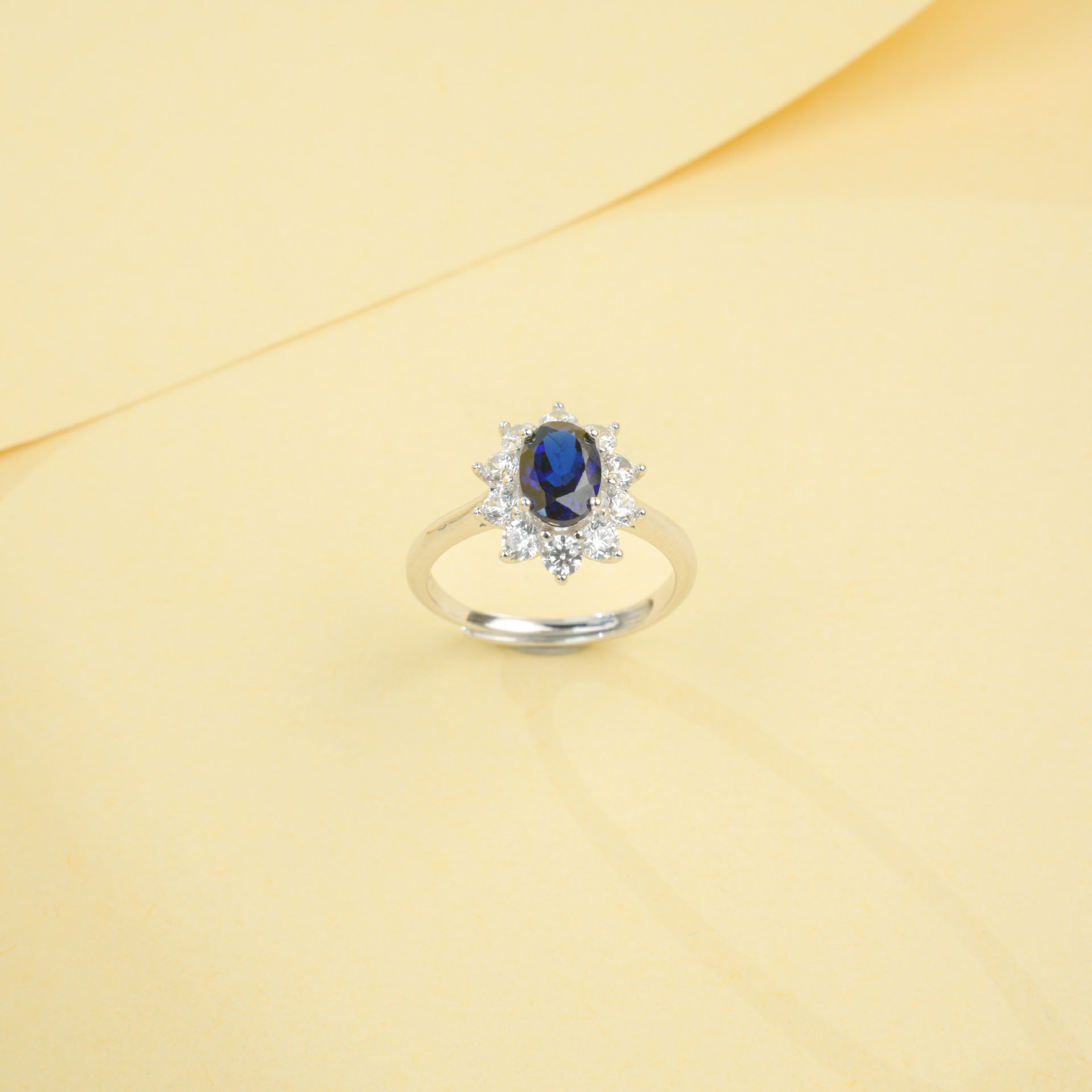 925 Sterling Silver Lab Sapphire Sunflower Ring for Women, Vintage Premium - Photo 2