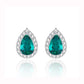 S925 Sterling Silver Lab Emerald Pave Stud Earrings, Unique Versatile Minimalist - Photo 1