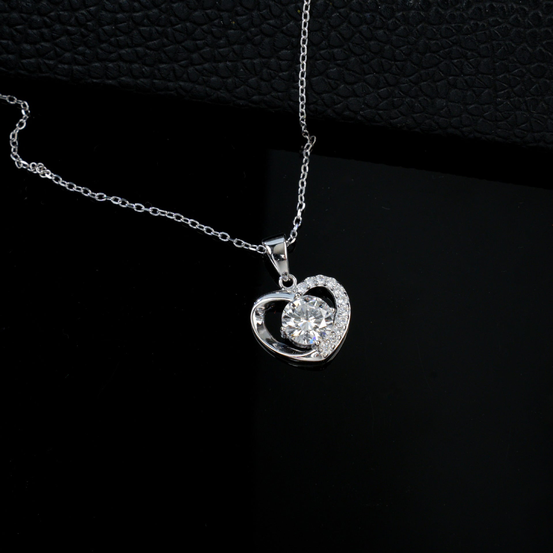 925 Sterling Silver Lab Diamond Necklace, Designer Minimalist - Photo 4