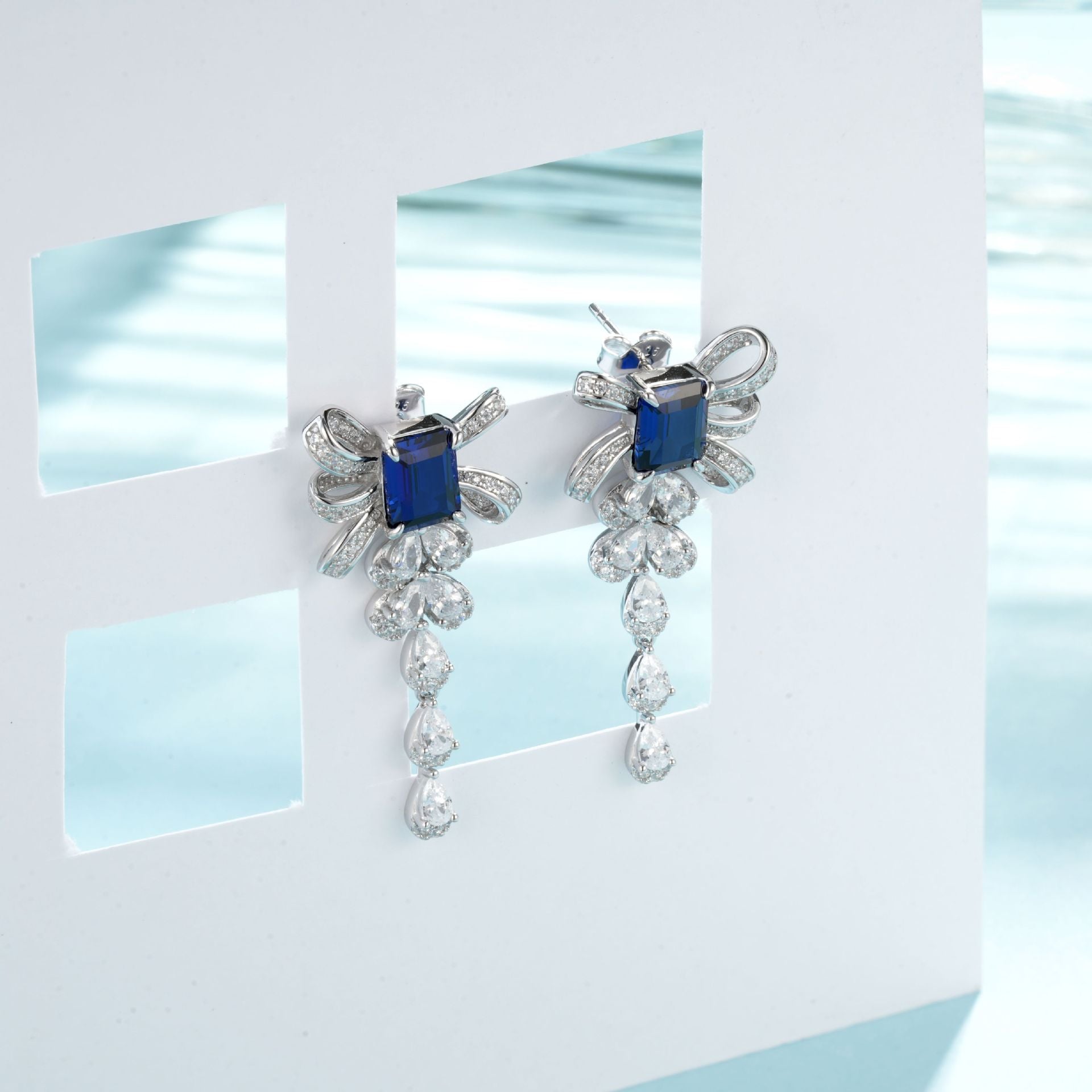 S925 Sapphire Tassel Earrings, Premium Wedding Versatile - Photo 3
